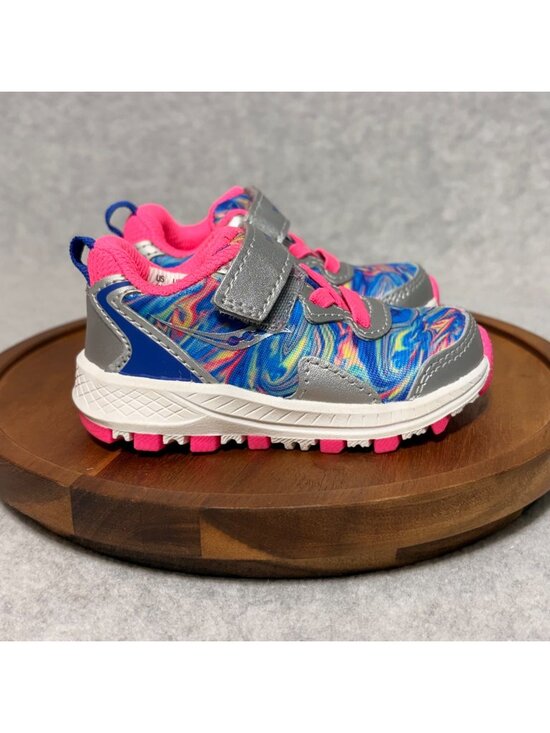 Saucony Other - Saucony Kids Shoes Toddler Size 4M Multicolor Swirl Blue Pink Hook/Loop Closure